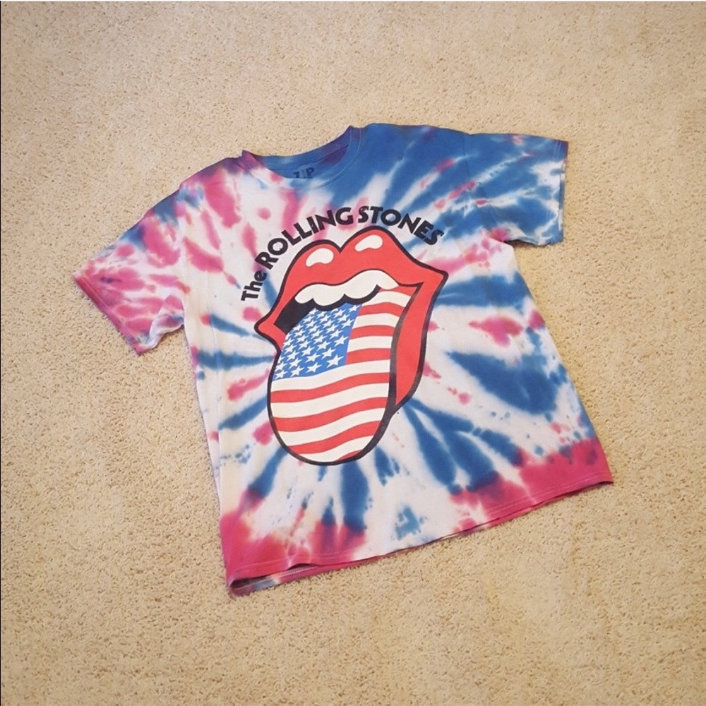 ROLLING STONES Patriotic Tie-Dye Concert Tee Sz L